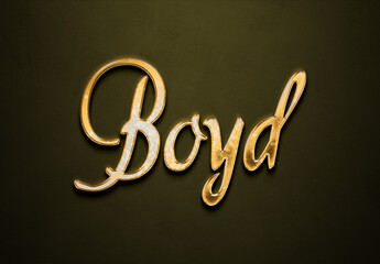 Old gold text effect of name Boyd  with 3D glossy style Mockup