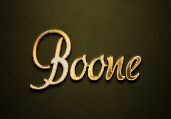 Old gold text effect of name Boone with 3D glossy style Mockup