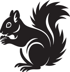 Black silhouette of a squirrel eating a nut rodent