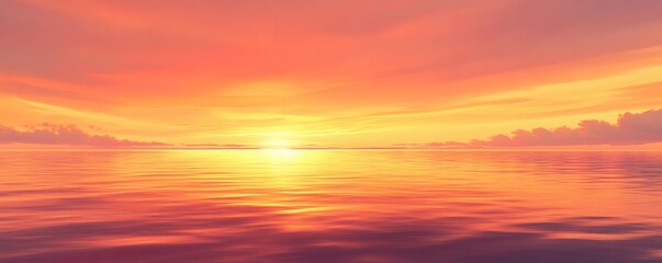 Obraz premium Vibrant sunset over a calm sea.