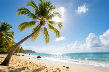 Sonnige Palmen am Tropenstrand - Sommer Wallpaper - Hintergrundbild