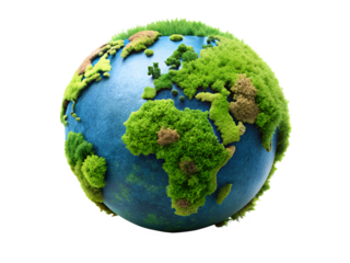 green earth with grass isolated on white background. PNG Transparent file type with high definition quality And vibrant color grading Available.