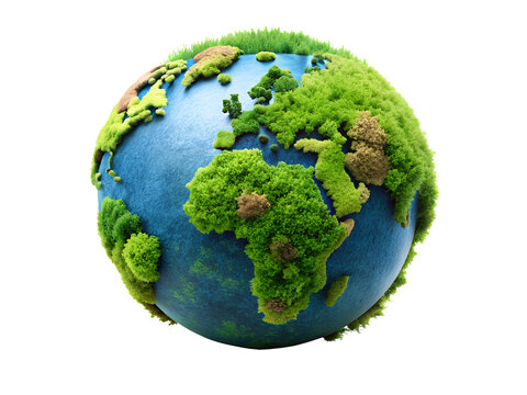green earth with grass isolated on white background. PNG Transparent file type with high definition quality And vibrant color grading Available.