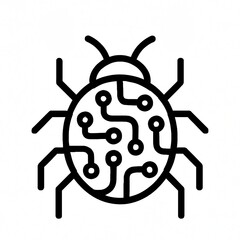 Neural Inspired Insect Illustration Minimalist insect with electronic circuit pattern, abstract bug silhouette in black and white, modern technology inspired insect art