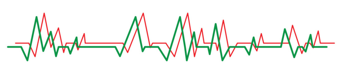 Heartbeat Line Graph Icon, ECG Pulse Wave in Red and Green
