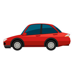 Vibrant Red Sedan A Clean Car Illustration on a White Background