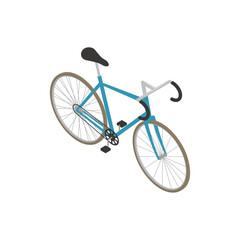 Isometric blue racing bicycle illustration isolated on white background