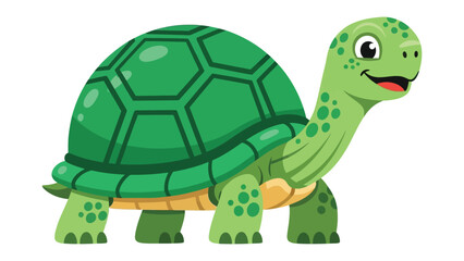Happy Cartoon Turtle: A vibrant and cheerful cartoon turtle with a wide smile stands out with its emerald shell and friendly face.