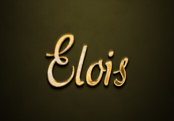 Old gold text effect of name Elois with 3D glossy style Mockup