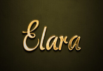 Old gold text effect of name Elara with 3D glossy style Mockup