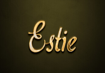 Old gold text effect of name Estie with 3D glossy style Mockup