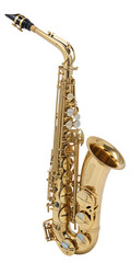 Saxophone for music  isolated on a white background PNG. AI GENERATED.