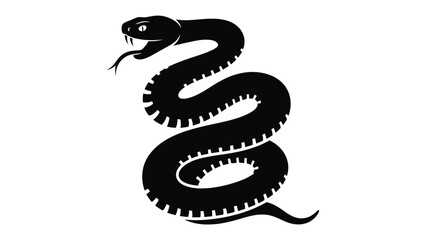 Serpentine Elegance: A striking black serpent coiled against a stark backdrop, its scales and form expertly rendered in this captivating illustrative piece.