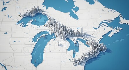 Fototapeta premium Great Lakes Urban City Architecture Model
