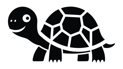Cute Turtle Silhouette: A cheerful, minimalist illustration of a turtle, rendered in a striking black and white style. Capturing a sense of playful, perfect for design. 