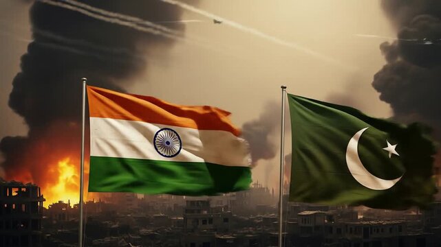 India-Pakistan Conflict: Flags Amidst War's Devastation