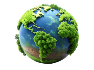 green earth with grass isolated on white background. PNG Transparent file type with high definition quality And vibrant color grading Available.