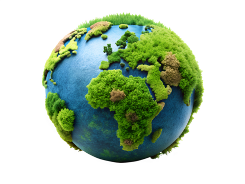 green earth with grass isolated on white background. PNG Transparent file type with high definition quality And vibrant color grading Available.