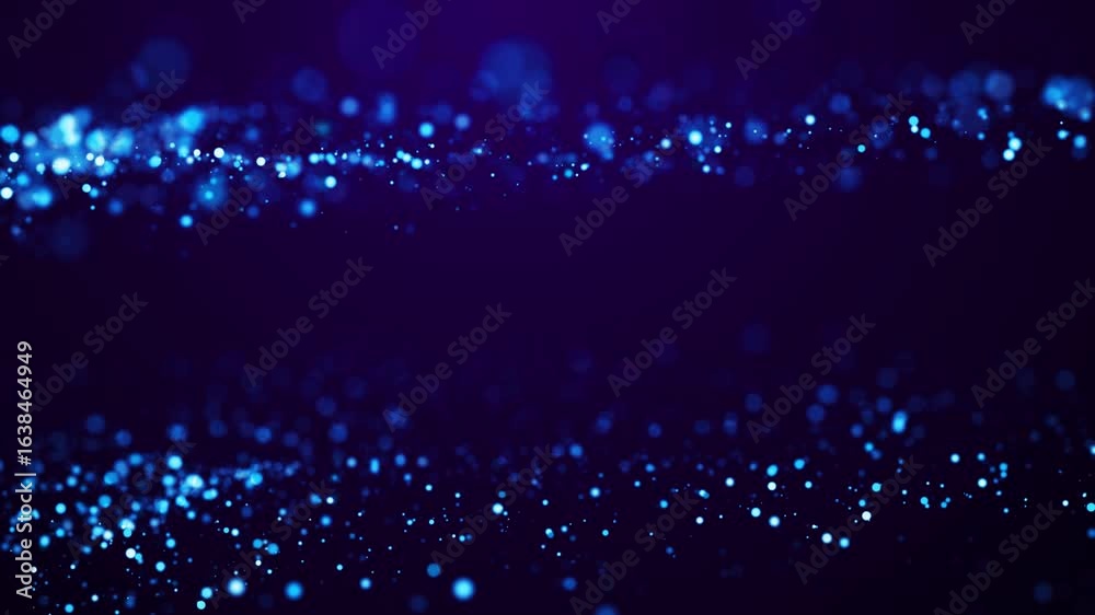 Wall mural magical sparkles of light form abstract plane structures. blue glow particles float in viscous liqui