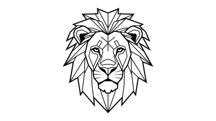 Geometric Lion: A stylized geometric lion head illustration in bold black lines, set against a clean background, exudes strength, power, and artistic precision.
