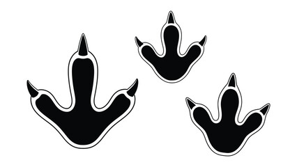 Obraz premium Dinosaur Footprints: a stark illustration of ancient life, rendered in black on a clean surface, this image evokes the mystery and majesty of creatures from a bygone era.