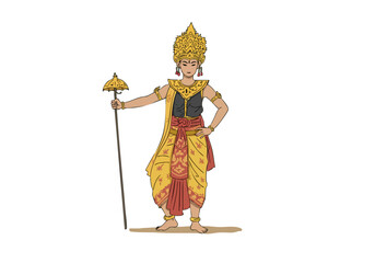 beautiful Balinese dancer performs the Offering Dance adorned in traditional attire and headdress Vibrant colors and intricate details showcase Balinese culture