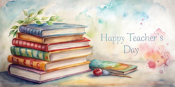 World Teachers’ Day, teachers' day watercolor Banner, Poster, Background