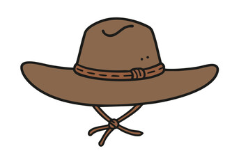 A stylized illustration of a Gaucho heritage cowboy hat. Simple line art, warm brown tones, and a clear composition. Perfect for branding and design projects.