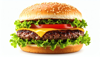 Burger Isolated on White Background for Food Photography and Menu Presentation