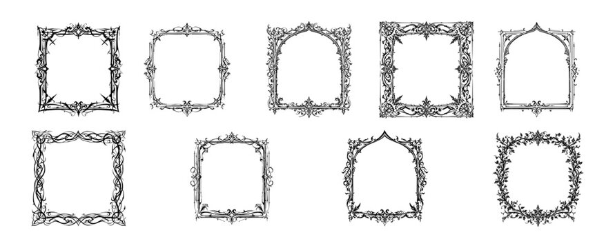 Gothic Tribal Frame Tattoo Design Vector Illustration