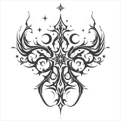 Gothic Tribal Tattoo Design Vector Illustration