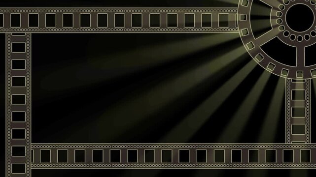 Cinematic Film Strip Running with Light Leaks