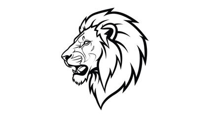 Majestic Lion Silhouette: A striking black and white illustration of a lion's profile, exuding strength and regal elegance, and capturing the wild spirit.