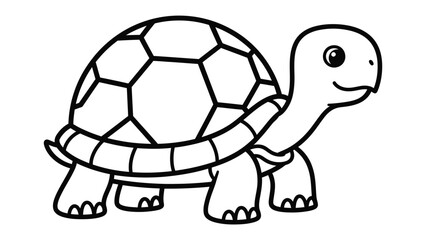 Turtle Illustration: A cheerful illustration of a turtle, rendered in clean lines, showcasing the turtle's shell, head, and limbs. It's a simple yet endearing representation of this ancient reptile.