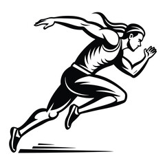 Dynamic Silhouette of a Runner in Full Stride Athleticism and Determination in Motion Showcasing Speed and Power with Grace