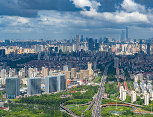 aerial view of Shanghai skyline