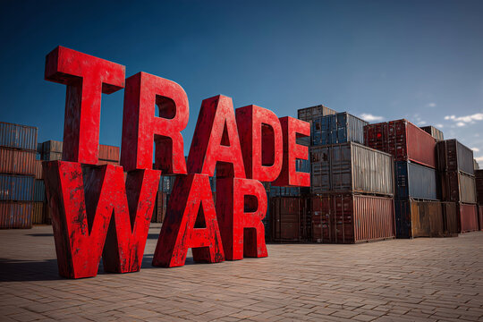 Trade war is a concept that is being displayed in red letters - Powered by Adobe