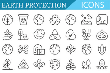 Fototapeta premium Minimalist Icons Representing Earth Protection and Environmental Care