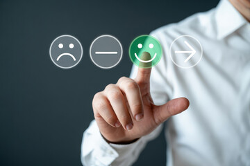 Interactive Customer Feedback Interface with Positive Selection on a Modern Touchscreen Device Display