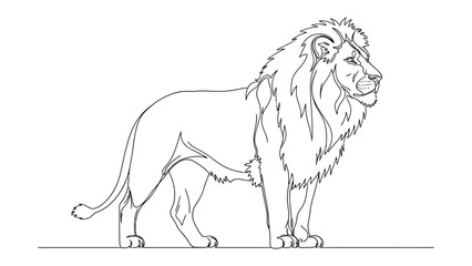 Majestic Lion Silhouette: A powerful and elegant lion, showcasing its full profile, poised in a moment of regal stillness.