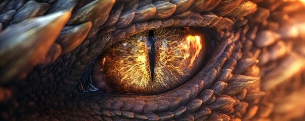 Close-up of a dragon's eye with fiery details.