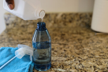 All purpose cleaner disinfectant spray bottle with towel