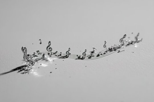 Musical notation created with wires on a white surface capturing the essence of melody and rhythm