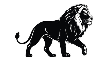 Majestic Lion Silhouette: A regal lion, a symbol of strength and courage, is captured in a striking silhouette, showcasing its powerful presence.