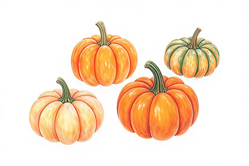 Fototapeta premium set of watercolour pumpkins