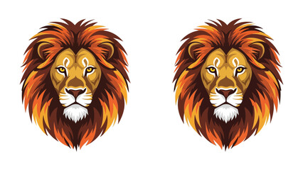 Majestic Lion Portrait: Two regal lion portraits showcase the power, beauty, and strength of the King of the Jungle. Rendered in a detailed, illustration style.