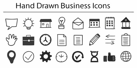 Collection of hand drawn business icons