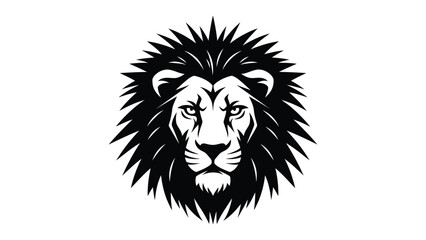 Majestic Lion Portrait: A powerful and regal lion gazes intensely forward, its detailed features and commanding presence showcased in a striking, monochrome, design.