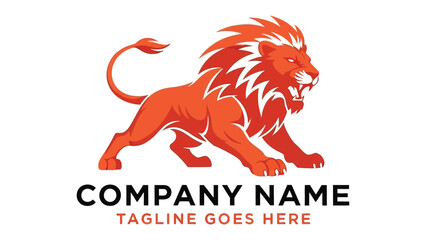 Majestic Lion Emblem: A stylized representation of a roaring lion, embodying strength, power, and leadership, with space for a company name and tagline. 