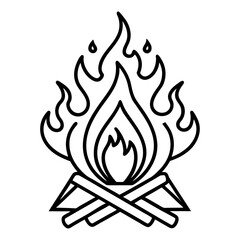 Camp fire icon, Fire flame icon, Fire icon vector illustration
